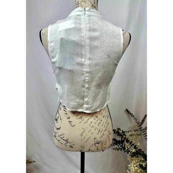 Charms Fashion Choker Crop Top V-Neck Rings on Each Side White M - Picture 9 of 15